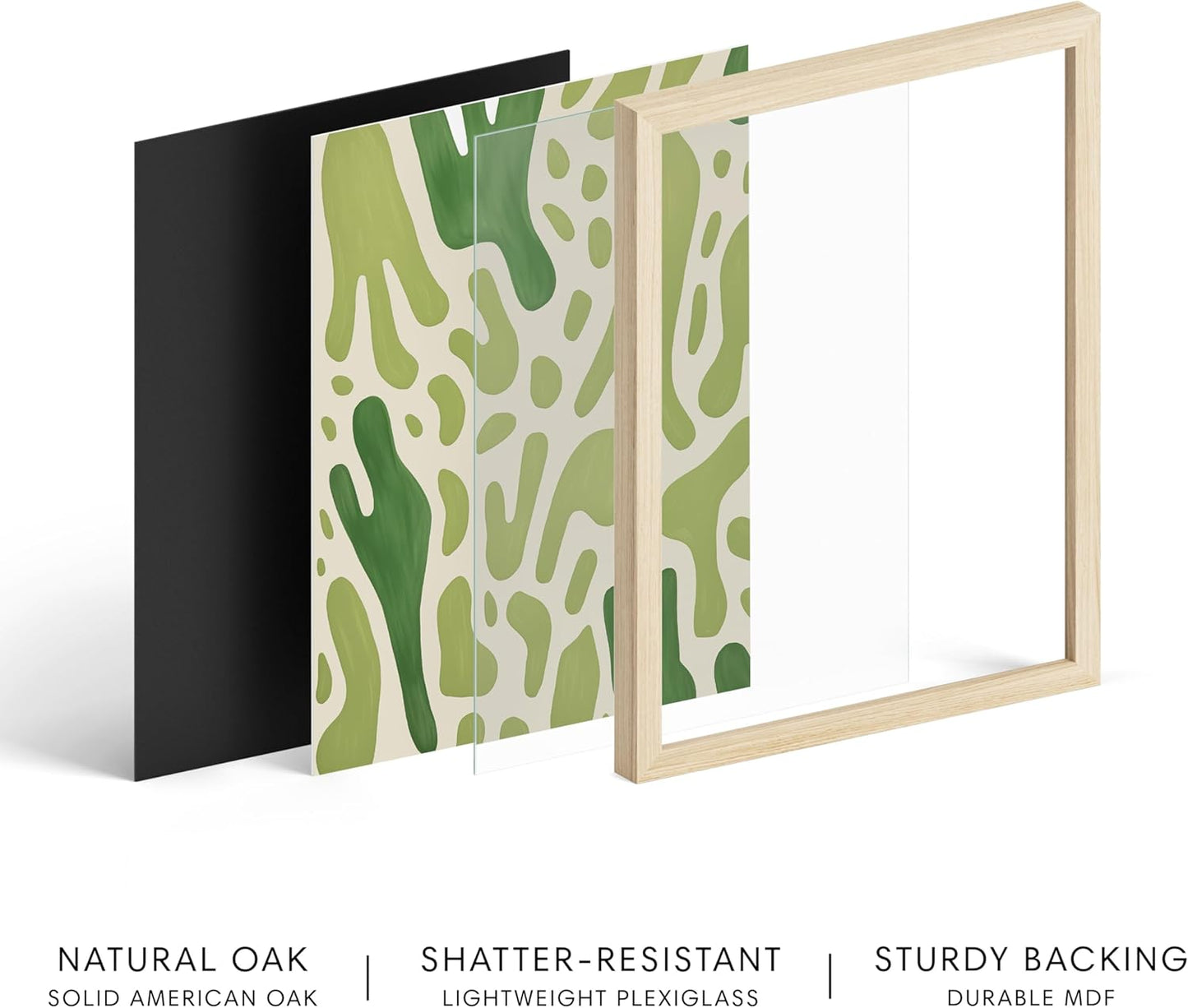 HAUS AND HUES Modern Abstract Wall Art - Blue and Green Living Room Art, Modern Artwork for Walls, Minimalist Picture for Living Room(Green Pattern, Beige Frame, 11x14)