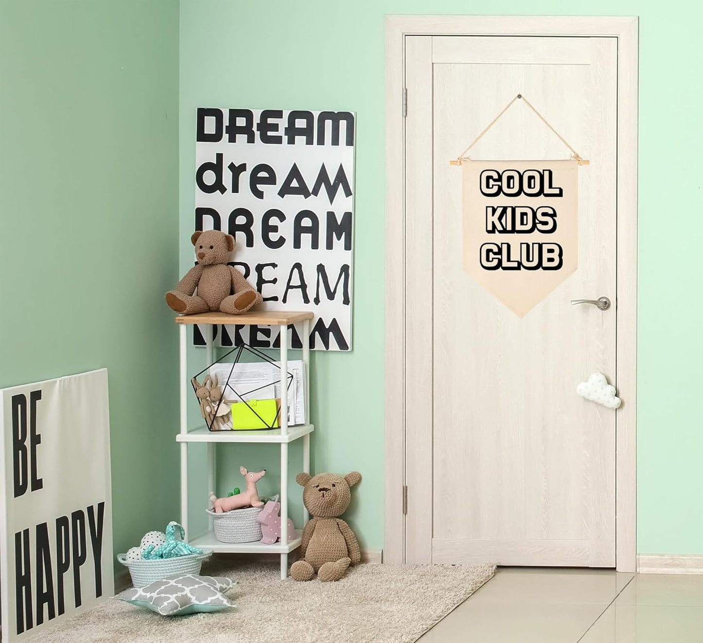 Cool Kids Club-Flag Sign Art Gifts for Baby Newborn Boys Girls Kids-Banner Wall Decor Present for Nursery Bedroom Playroom Front Door-Baby Present Shower-New Home Birthday Christmas Gift