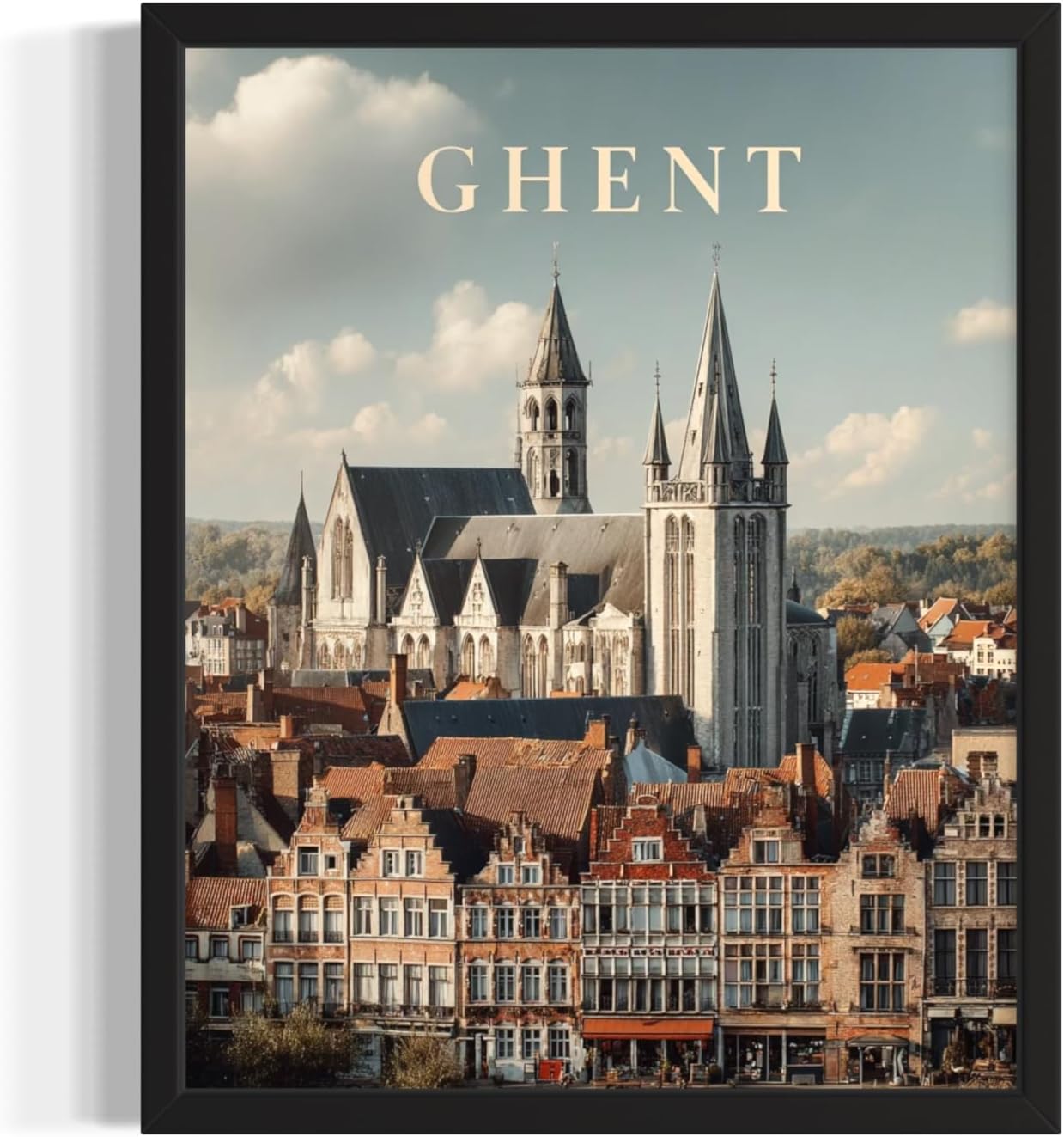 Ghent, Belgium Art Print Poster, Europe Vintage City Retro Photography Skyline Travel Bedroom Bathroom Living Room Decor 183 (Ghent, Belgium, 24 x 36 inches, Unframed)