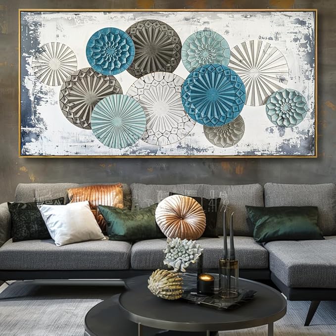 Wall Art Colorful Floral Rustic Wall Decor Canvas Painting Abstract Wall Art for Bedroom Living Room Dining Room Home Office Decor 24"x48" with Framed