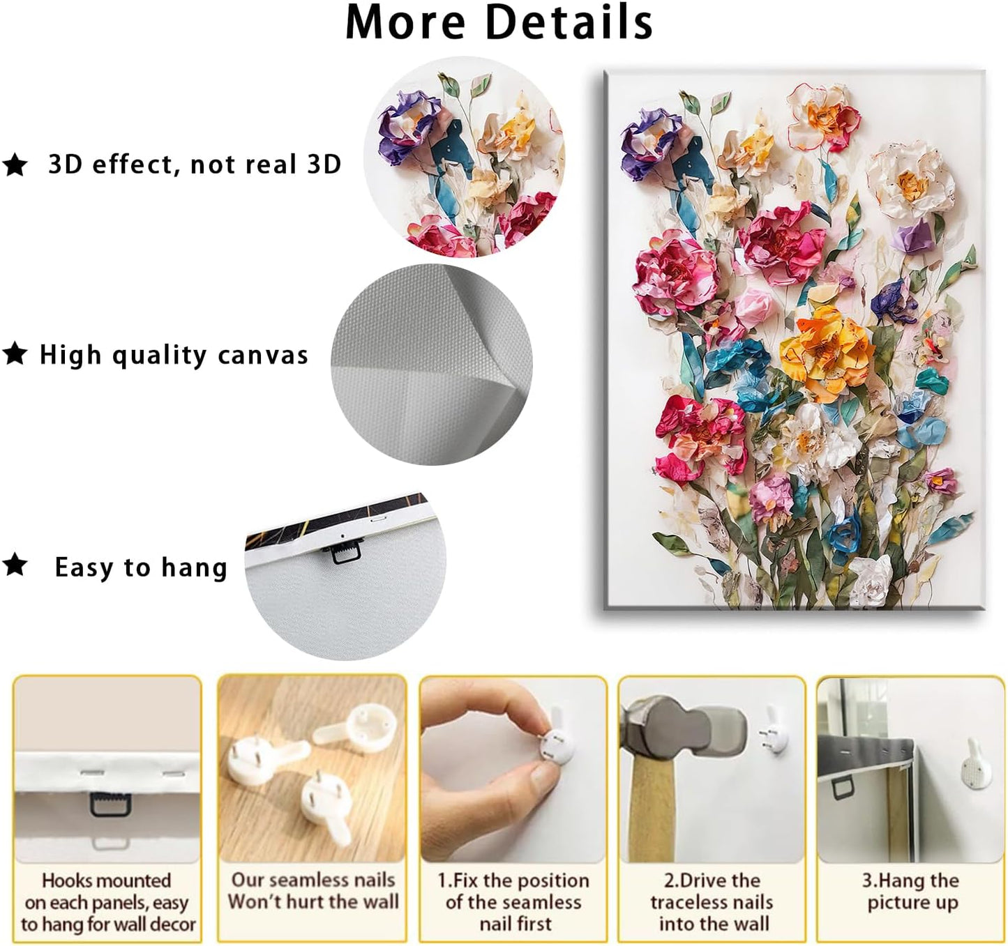 Framed Colorful Floral Canvas Wall Art Flowers Rose Wildflowers painting Wall Decor Artwork Modern Botanical Picture paints Poster Prints Ready to Hang (Floral, 16x24 Inch Framed)