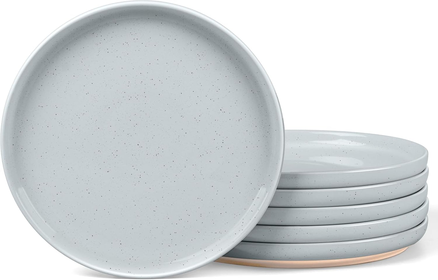 LIANYU 6Pcs Stoneware Dinner Plates, 10.5 Inch Large Porcelain Plates Set, Kitchen Ceramic Serving Dishes Set for Dining, Microwave, Oven & Dishwasher Safe, Scratch Resistant, Glacier Gray