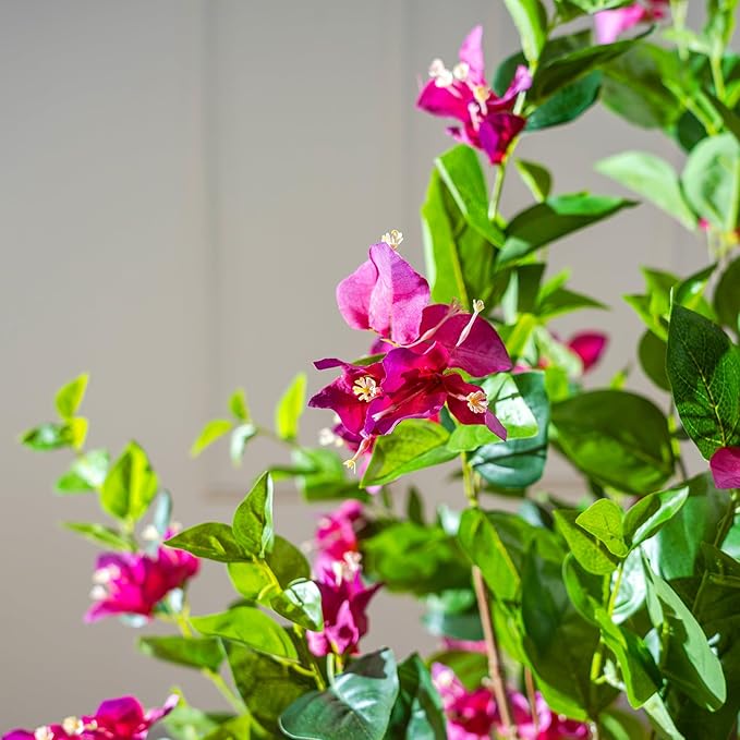 5FT Artificial Bougainvillea Tree Artificial Tree Tall Potted Fake Bougainvillea Trees for Outdoor Indoor Lifelike Potted Faux Plants with Wood Trunk and Flowers Office Wedding Home Decor