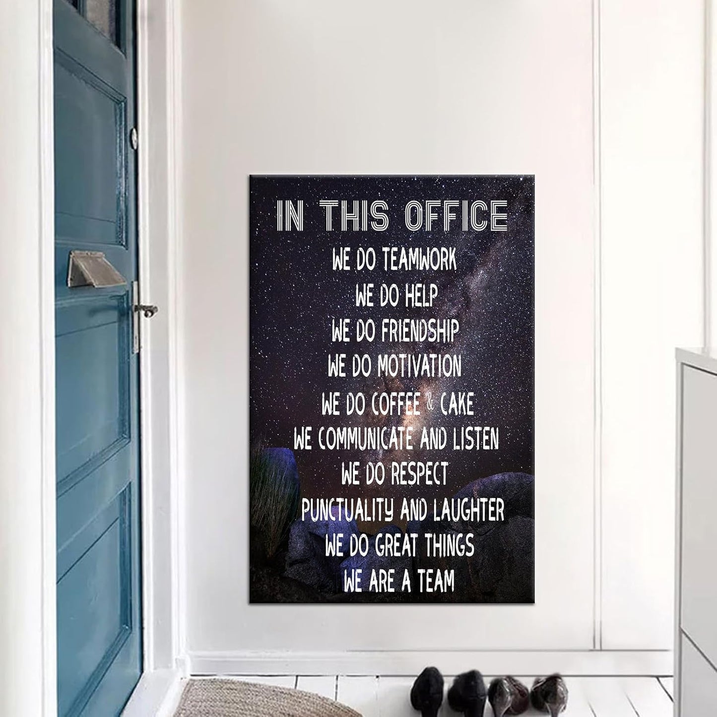 Inspirational Poster Wall Art Motivational Quotes We Do Teamwork Picture Print on Canvas Positive Painting Artwork for Living Room Office Gym Wall Decoration Stretched and Framed [24''Wx36''H]