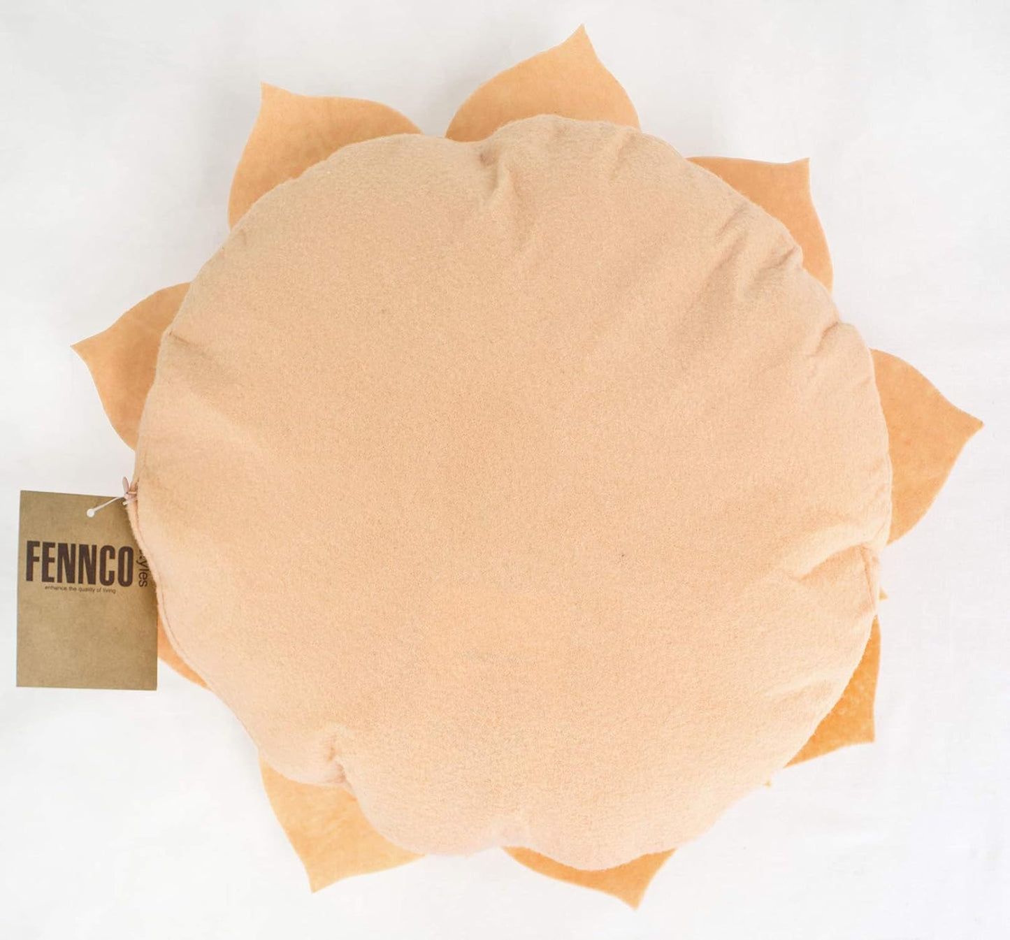 Fennco Styles Handmade 3D Heart-Shaped Petals Flower Decorative Throw Pillow Cover Only - 13" Round Peach Floral Pillow Case for Couch, Home Décor and Holiday, Housewarming Gift