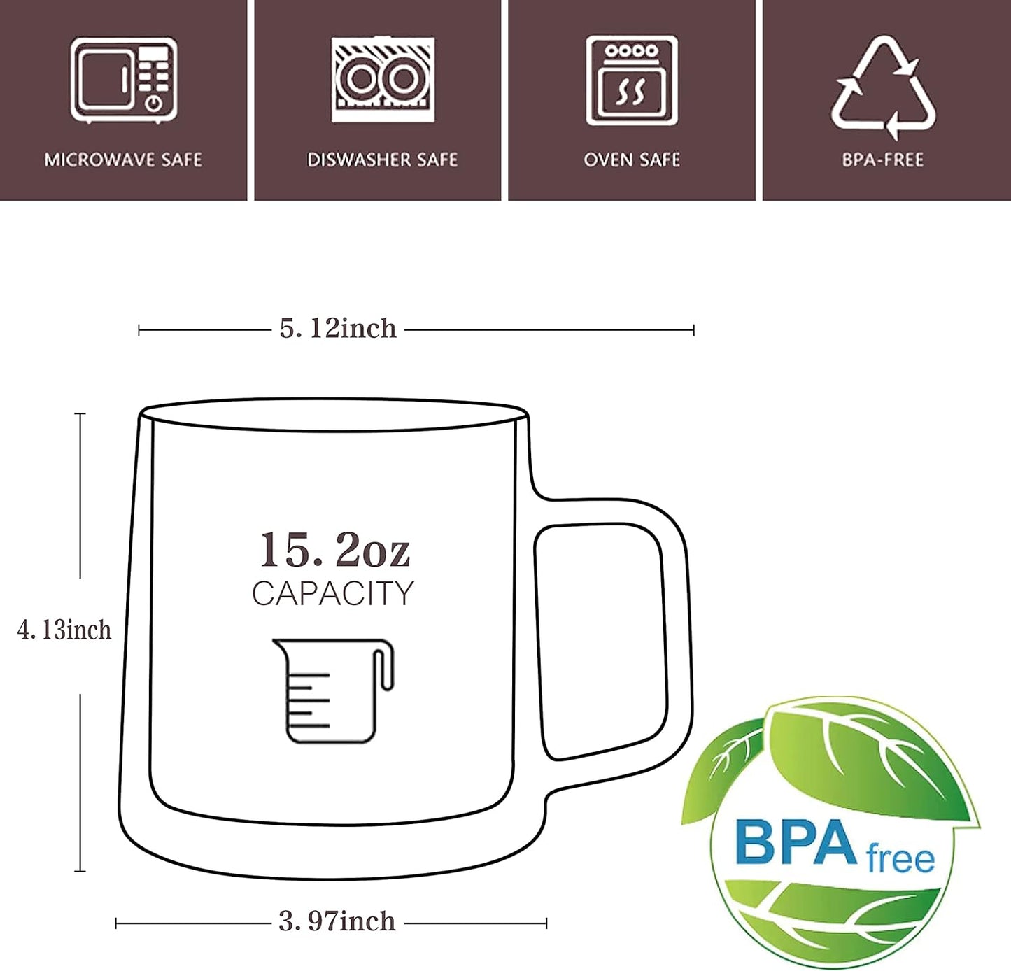 CNGLASS Double Walled Glass Coffee Mugs,15oz(1-pack) Insulated Glass Mugs with Handle,Clear Espresso Cups for Latte,Cappuccino,Tea Bag