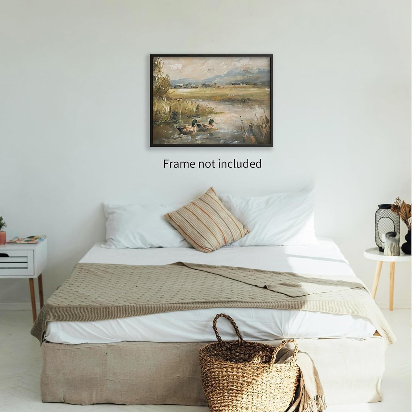 Mallard Duck Pond Poster Animal Farmhouse Canvas Wall Art Vintage Duck Painting Oil Painting Bird Hunter Gift for Rustic Cabin Nursery Wall Decor 08x10 inch Unframed