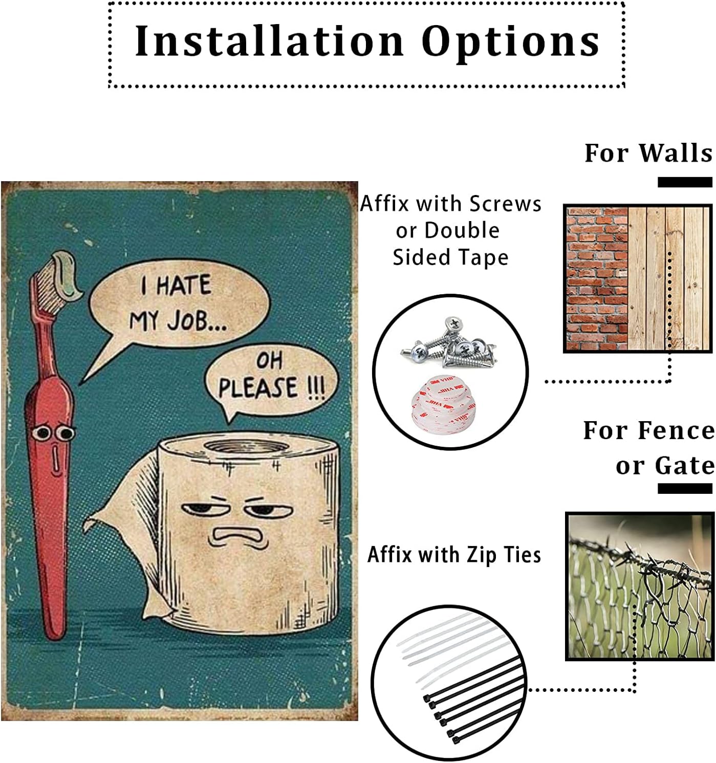 Metal Sign I Hate My Job Oh Please Funny Toilet Retro Tin Sign Bathroom Wall Art Home Décor, 12x8inch