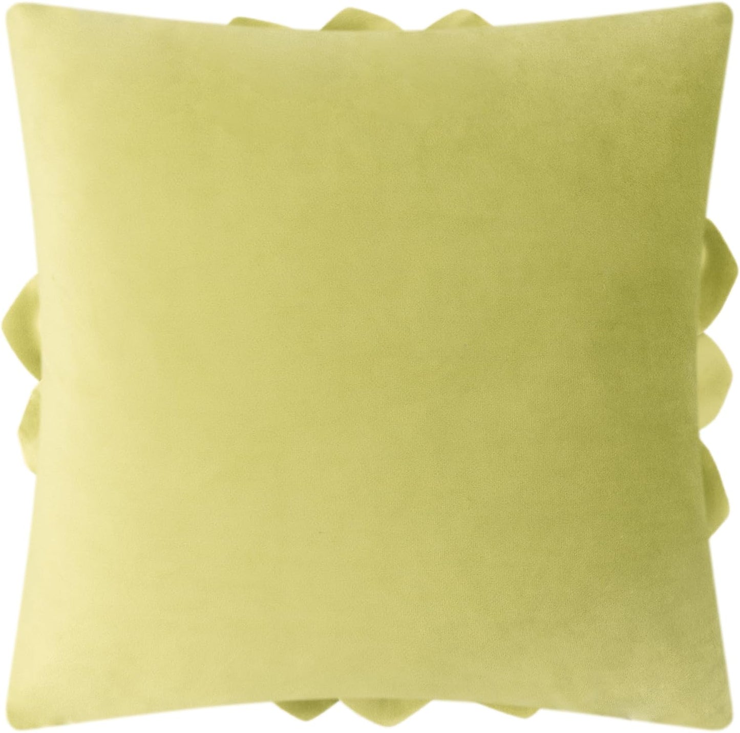 Decorative 3D Flower Throw Pillow Covers Handmade Pillowcases for Sofa Bed Home Room Decor 18 x 18 Inch Green