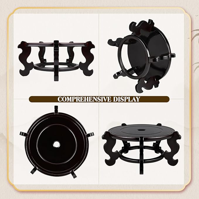 Yoiemivy 12 Inch Wooden Plant Stand Vase Stand Indoor Chinese Fishbowl Planter Stands for Display Oriental Style Indoor Plant Pot Pedestal Stand (12 Inch)