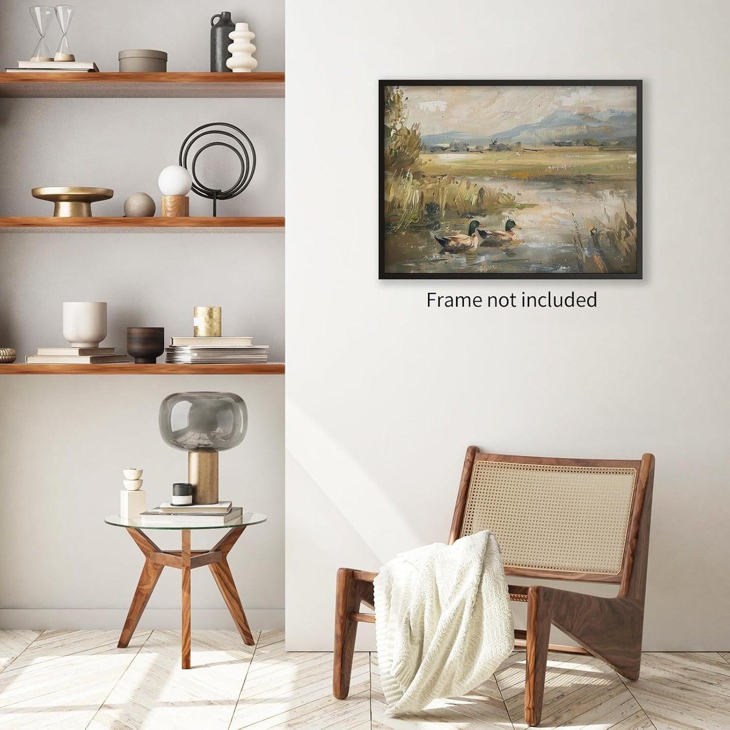 Mallard Duck Pond Poster Animal Farmhouse Canvas Wall Art Vintage Duck Painting Oil Painting Bird Hunter Gift for Rustic Cabin Nursery Wall Decor 08x10 inch Unframed