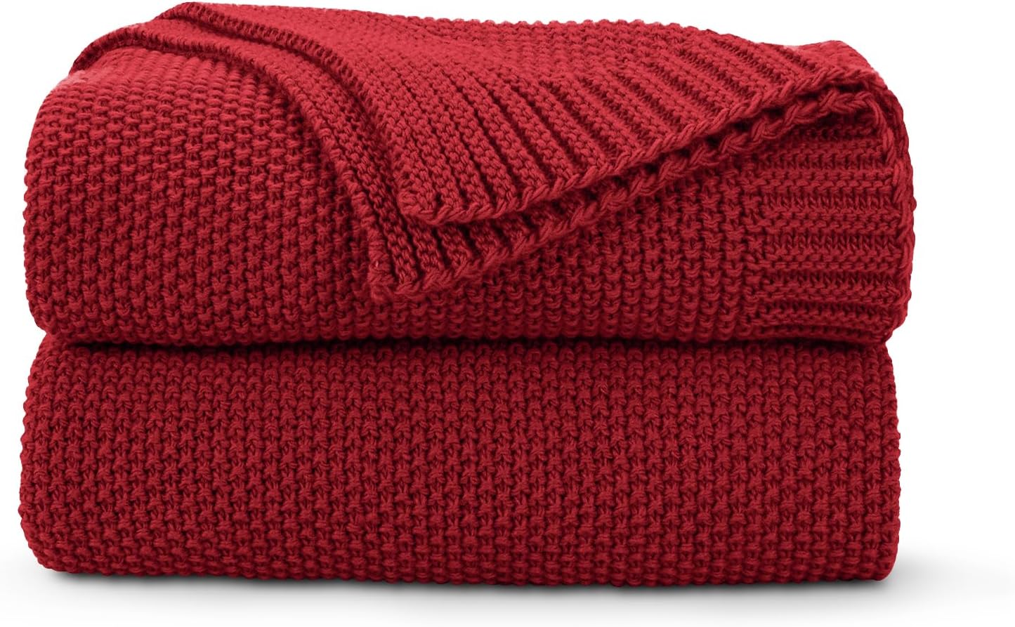CozeCube Christmas Red Throw Blanket for Couch, Soft Cozy Cable Knit Throw for Bed Sofa Living Room, Lightweight Warm Decorative Farmhouse Christmas Blanket, 50"x60", Red