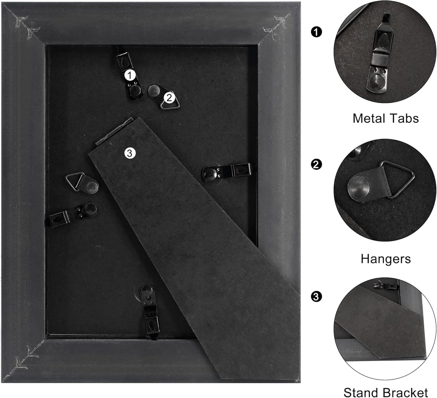 GraduationMall 5x7 Picture Frames, Real Glass, Display Photos for Wall or Tabletop, Black with Silver Beads, 2-Pack