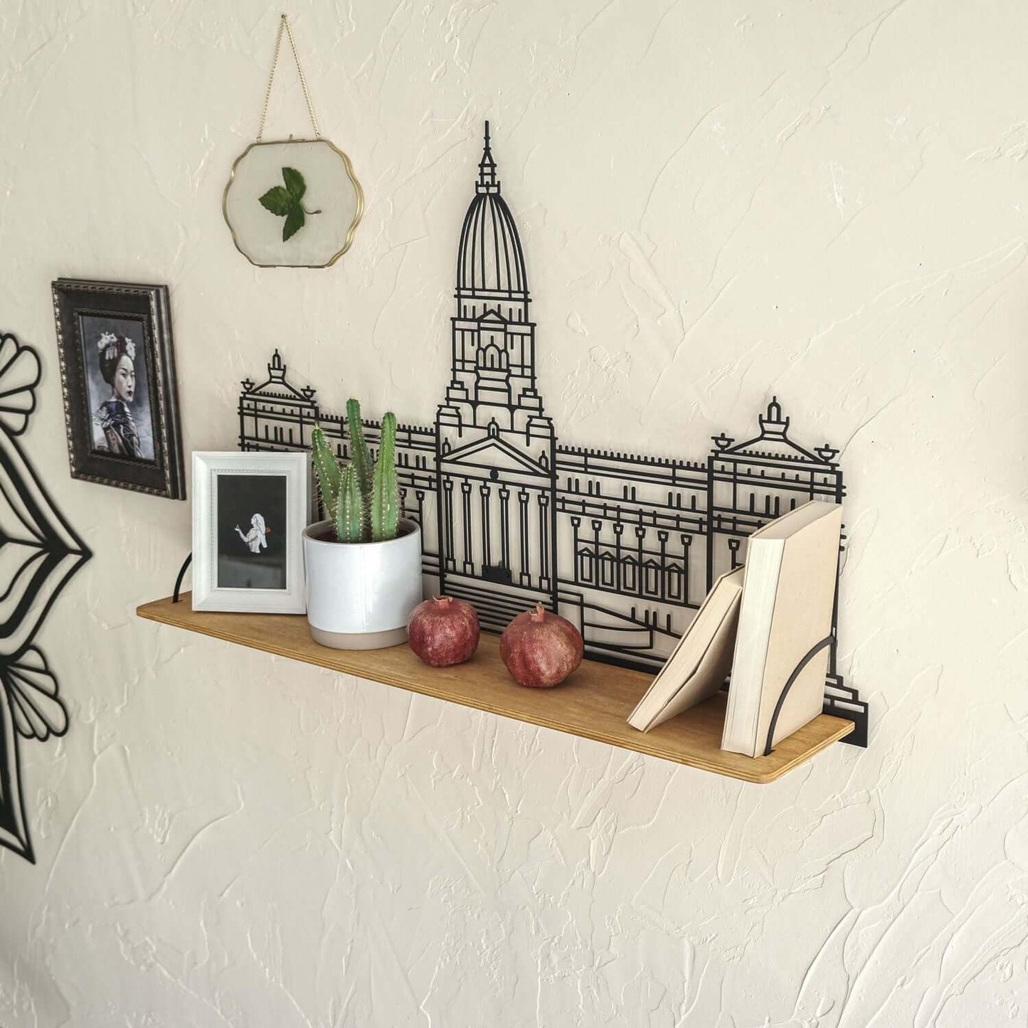 Metal Wood Shelf – Iron Floating Shelf for Wall – Decorative Storage Rack for Books, Plants & Home Decor – Wall-Mounted (Budapest Black)