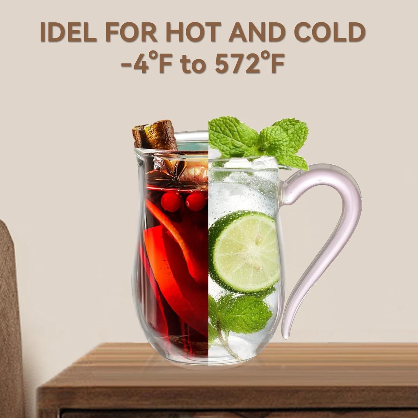 COMI Glass Coffee Cups,8oz Clear Coffee Cups Set of 6,Lightweight Glass Mugs with Colorful Handles,Heat Resistant & Explosion-Proof, Perfect for Home, Cafe, Office