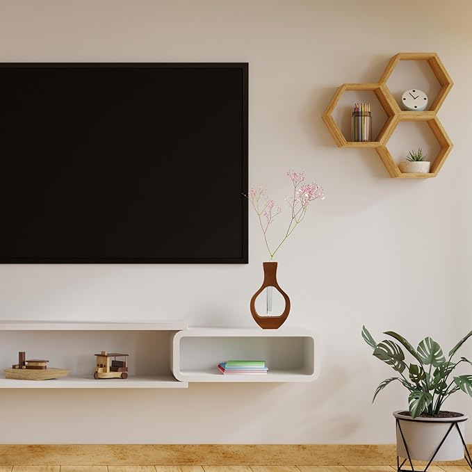 Wood Vase for Flowers Decor | Modern Boho Minimalist Vase Circle with Hole Decorative Vases Home Offices Living Room Table Vase Decorations (Wood-Vase-2)