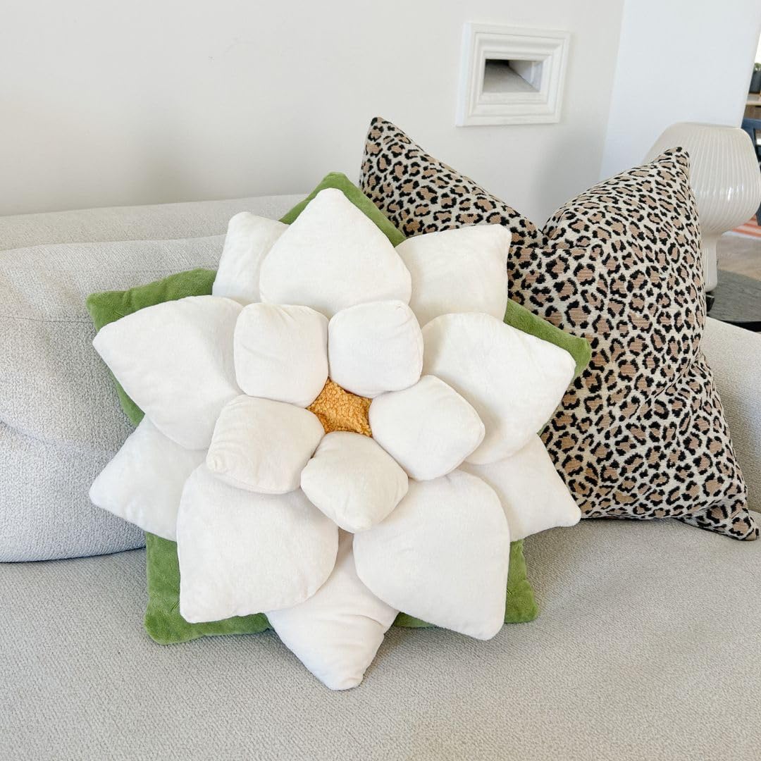 Green Philosophy Co. Poinsettia Pillow - Marshmallow White