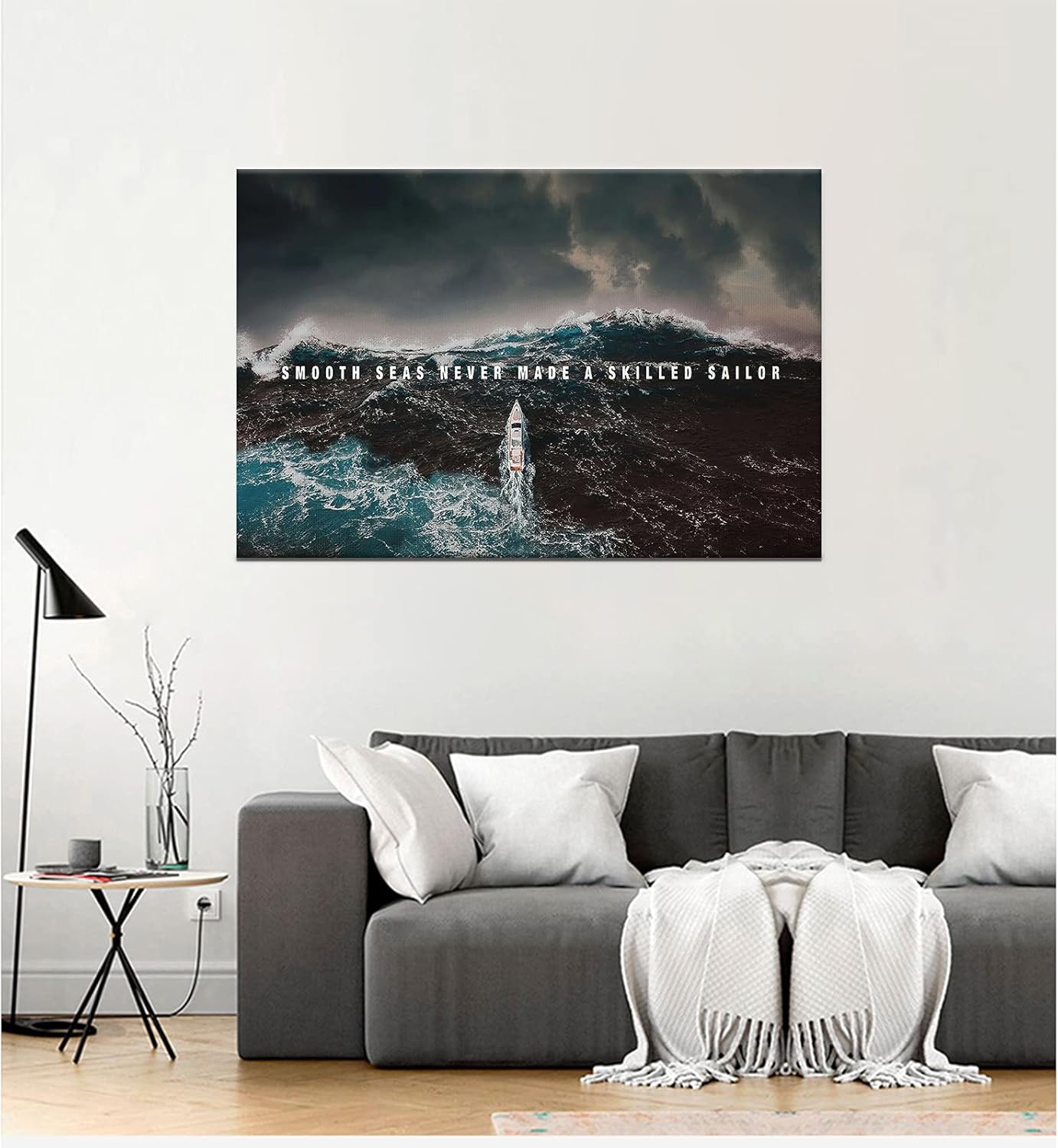 GoForArt Inspirational Canvas Wall Art, Famous Quote Prints Motivational Wall Decor, Boat Sea Poster for Office Living Room, Ocean Bedroom Dining Room Artwork Home Decoration 24x36in