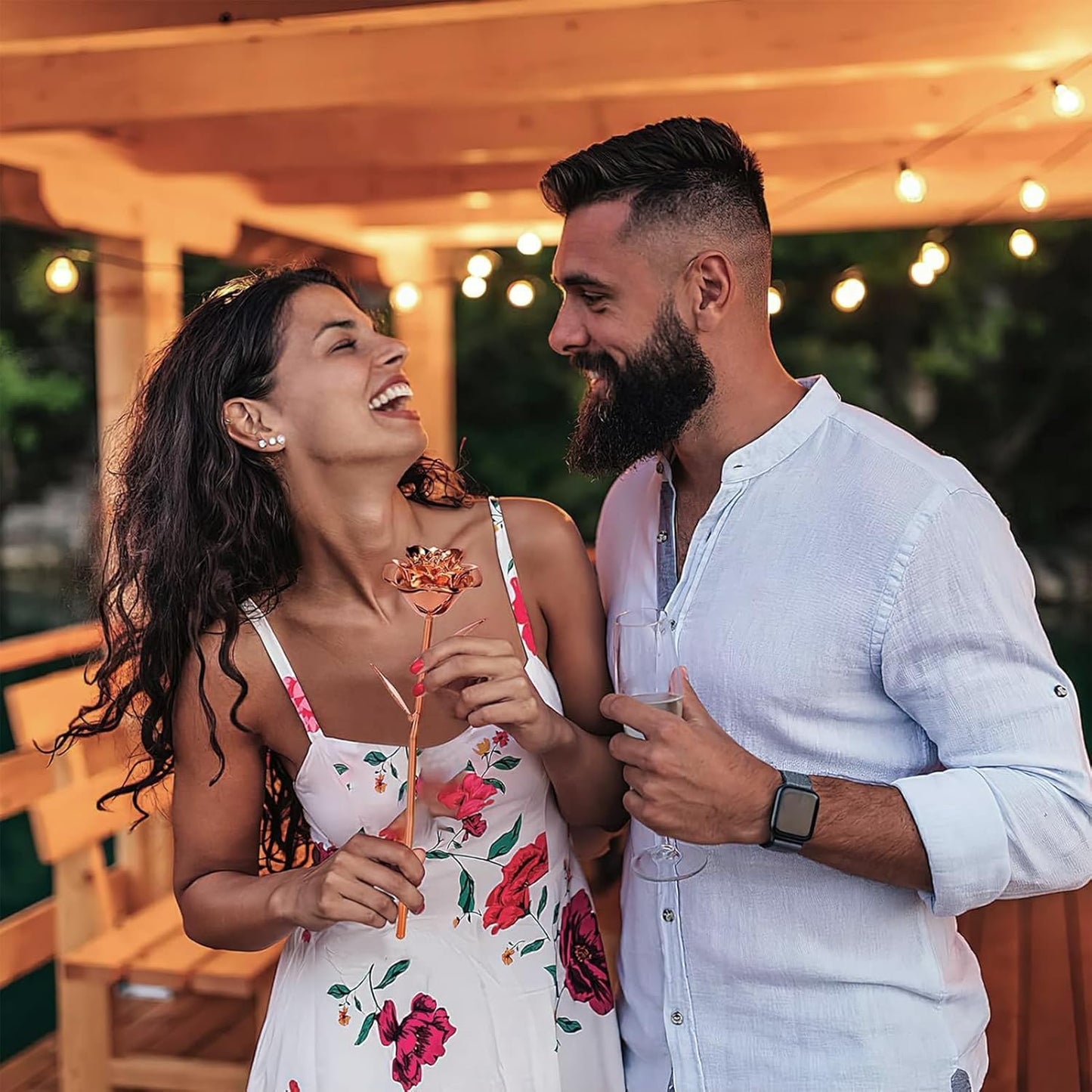 Gold Dipped Infinity Rose Last Forever Flower Decor, Birthday Gift for Women in Her Birthday Mothers Day, Resin Preserved Rose | Anniversary Present for Mom (Rose Gold)