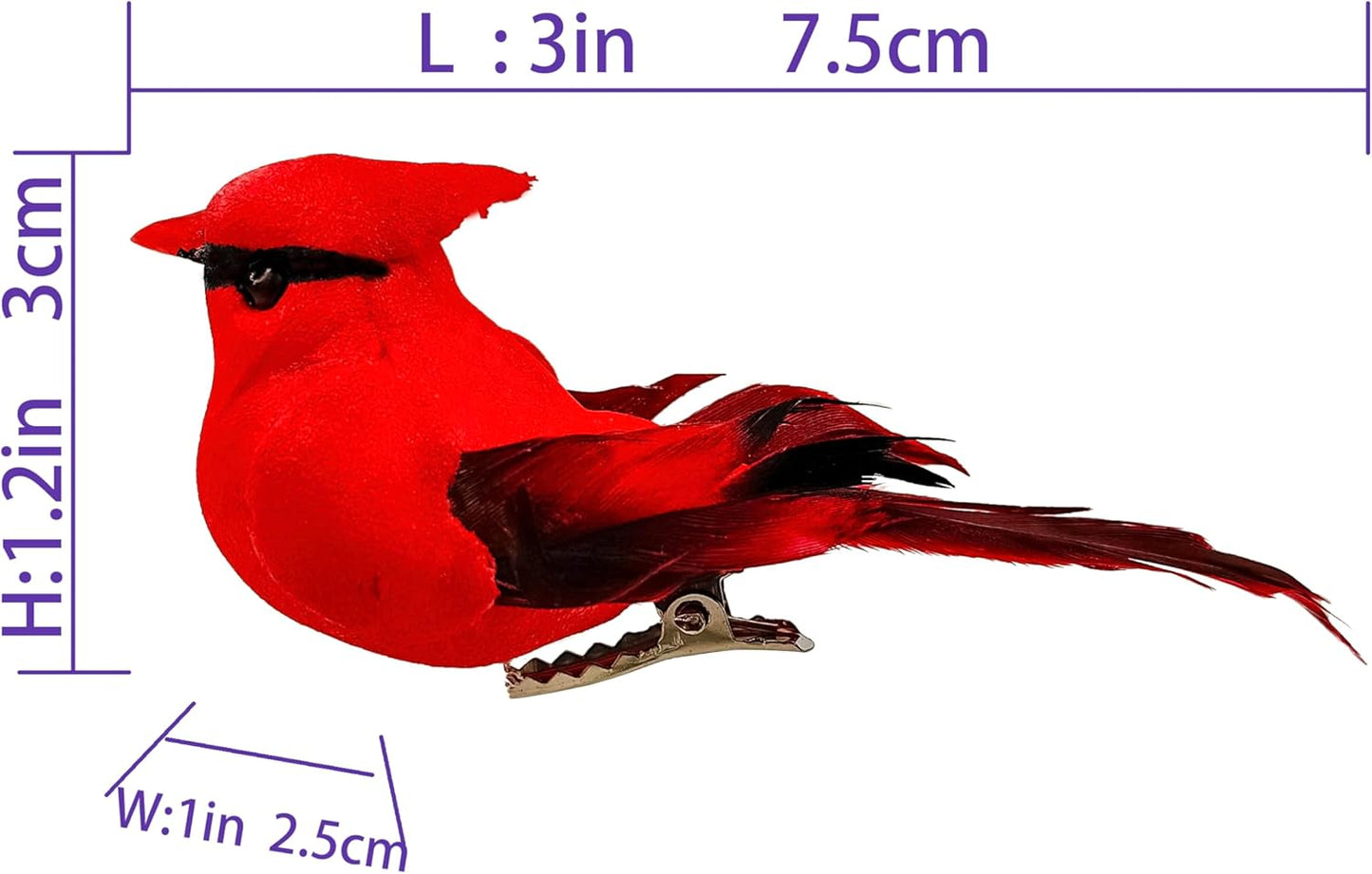 Berfutall-Cardinal Clip On Christmas Tree Ornament Decorations - Red Feathers Set of 12 Pieces Each is 2.8" Lon(C)…