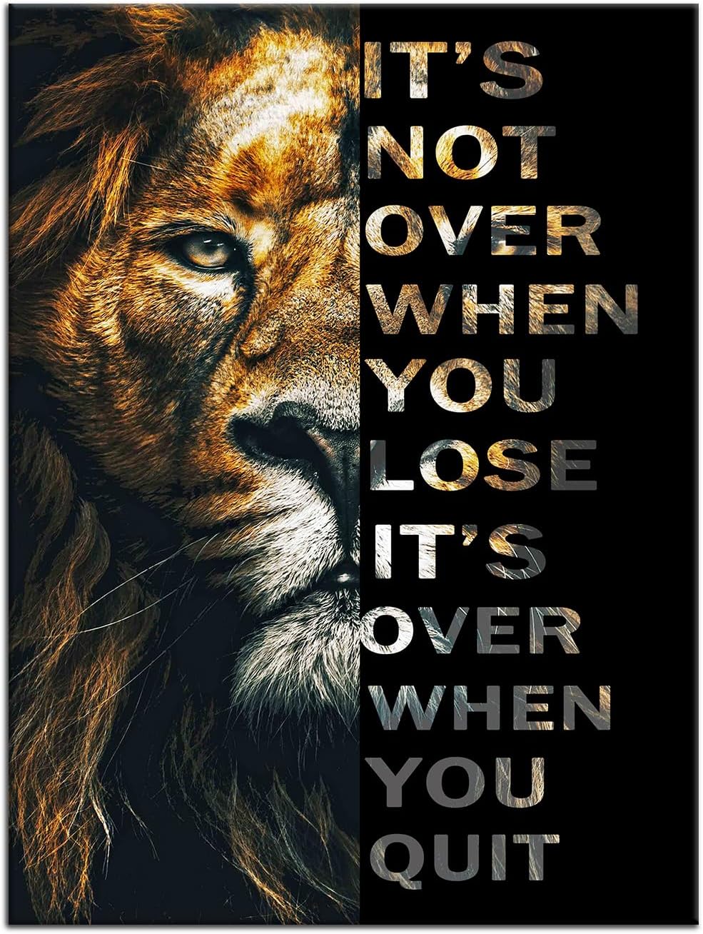 Lion motivational Posters Animal Canvas Print Wall Art Inspirational Quote Picture Painting Modern Home Decor Inspiring Artwork Decor for Living Room Bedroom Office Ready to Hang [18''W x 24''H]