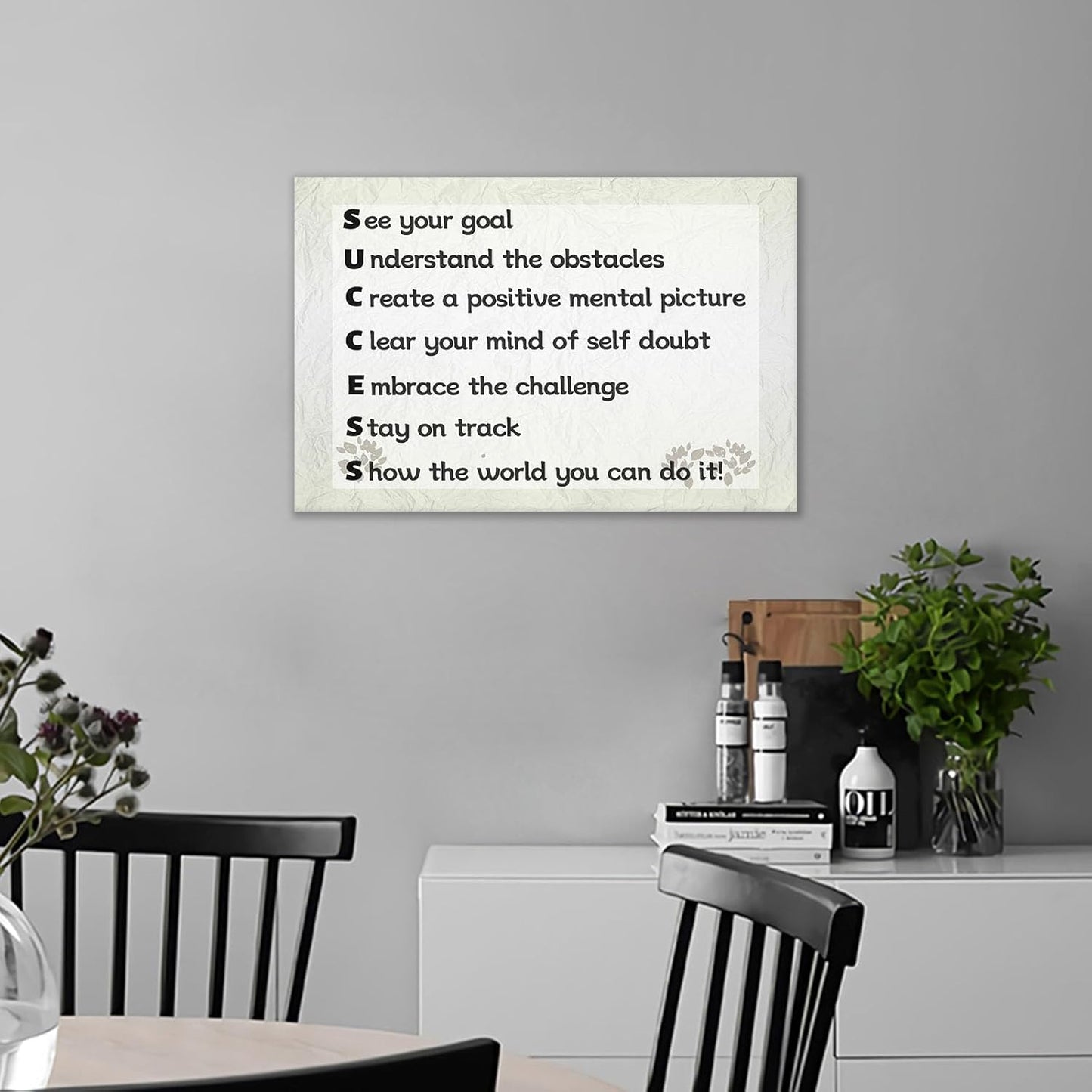 Inspirational Canvas Wall Art Motivational Success Entrepreneur Quotes Poster Print Positive Affirmation Painting Artwork for Home Bathroom Office Wall Decoration Stretched and Framed [18''Wx12''H]