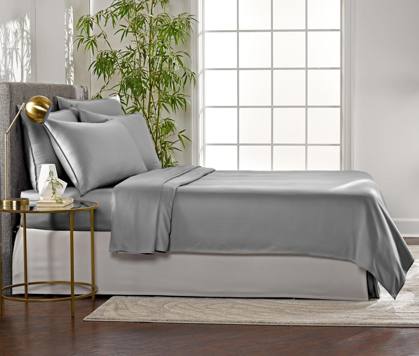 Full Sheets by Pure Bamboo, Genuine 100% Organic Viscose Derived from Bamboo Bed Sheet Set, Luxuriously Soft & Cooling, Double Stitching, Lifetime Quality Promise (Full, Stone Grey)