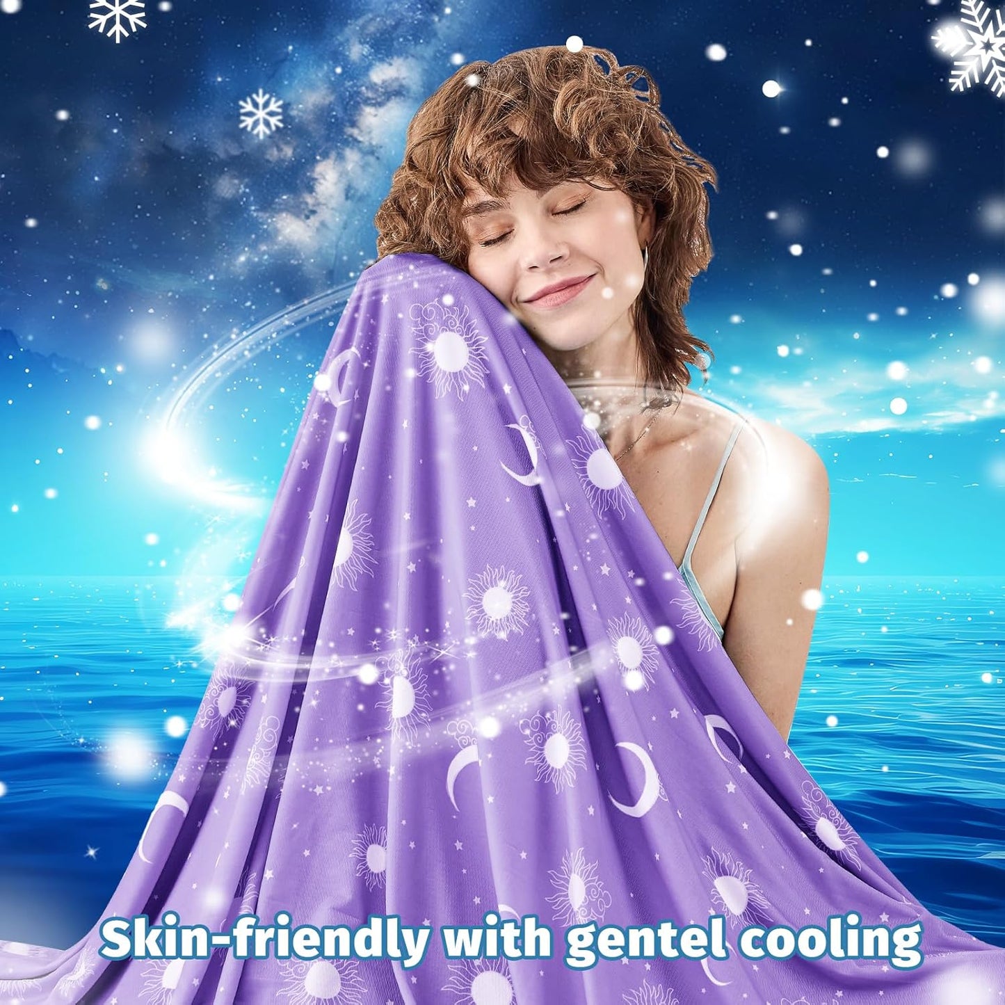 inhand Cooling Throw Blanket (50"x60") - Cooled Blankets for Hot Sleepers Lightweight Breathable Summer Blanket for Sleeping Night Sweats to Keep Cool in The Heat -Fantasy Purple