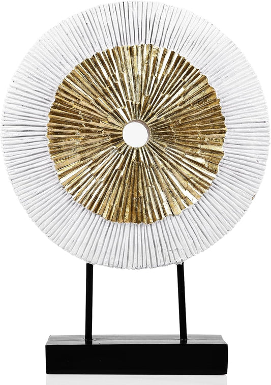 DOVDOV Wood Color Round Irregular line Statue, Unique Home Sculpture, Brown Home Decor for cabinets Above Coffee Table, entryway Table top TV Stand, Dining Table Centerpiece