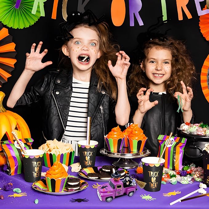 Witch Halloween Decor Indoor Vintage Metal Truck with Mini Witches Pumpkin Cauldron Ghost Figures Purple Hocus Pocus Tiered Tray Decor Halloween Witch Table Decorations for Home Kitchen Mantel Shelf