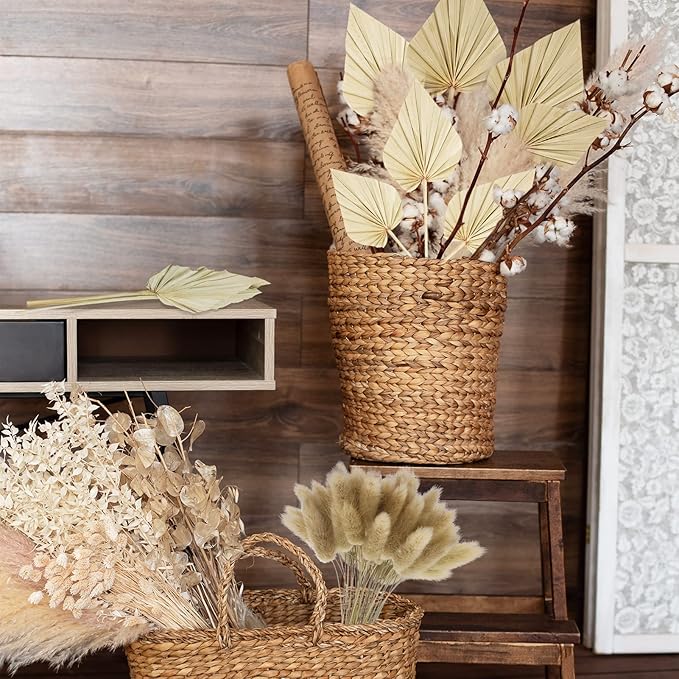 110 Pieces Dried Pampas Grass Decor Bulk, Dried Palm Spears Bunny Tails Pampas Reed Grass Dried Palm Leaves Dried Flower Bouquet for Wedding Boho Home Decor