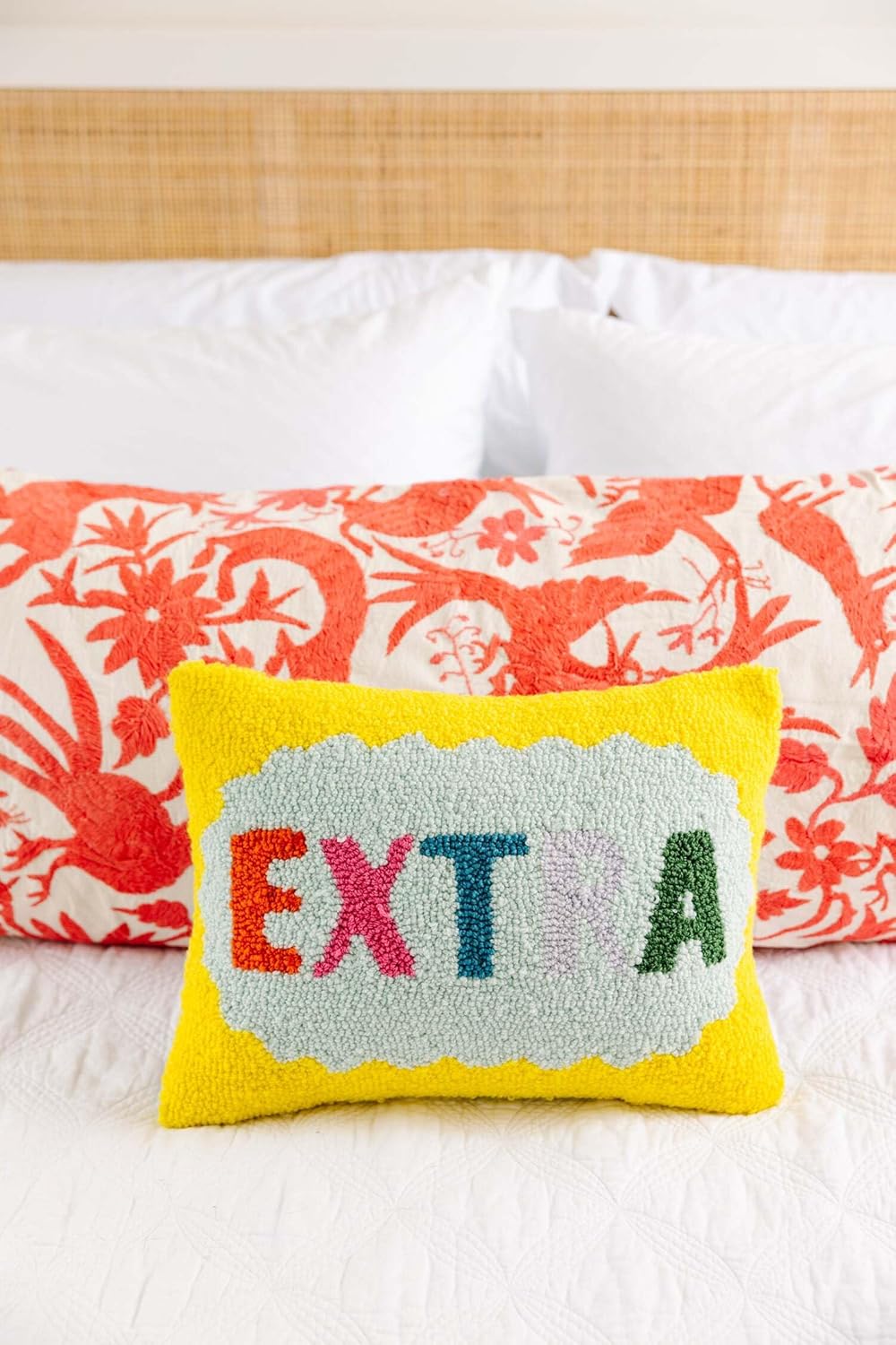 FURBISH Hook Decorative Throw Pillow - Extra - 12"x 16" - Small Embroidered Designer Pillow for Living Room, Couch, Sofa, Chair & Bed - Eclectic Home Decor