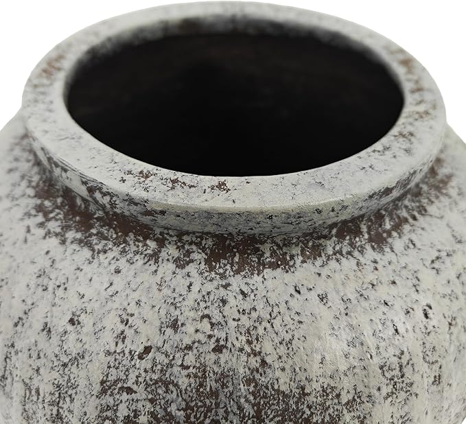 Oakrain Large Rustic Minimalist Vase, 11" Distressed Round Floor Vase for Home Decor, Farmhouse Centerpieces Planters for Living Room Indoor Outdoor Use, Gray