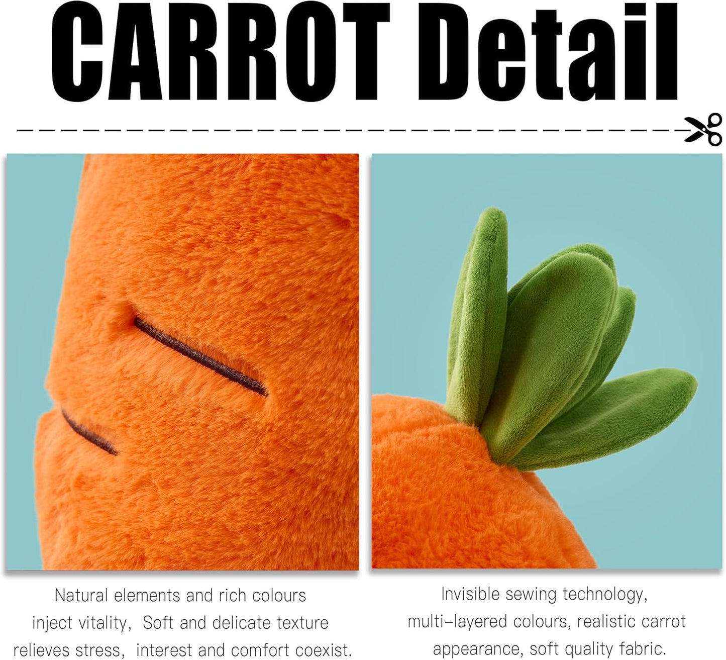 GIGIZAZA Throw Pillows Cute Fruit Pillows Decorative Aesthetic Fun Pillow for Bedroom Cushions Unique Farmhouse Couch Throw Pillow 18 Inch Funky Carrot Pillows