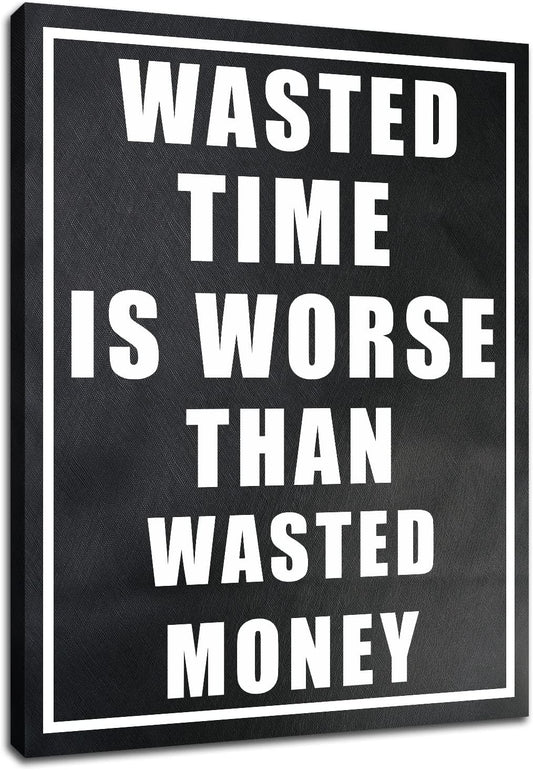 GoForArt Inspirational Canvas Wall Art, Famous Quote Prints Motivational Wall Decor, Wasted Time Poster for Office Living Room, Ocean Bedroom Dining Room Artwork Home Decoration 18x24in