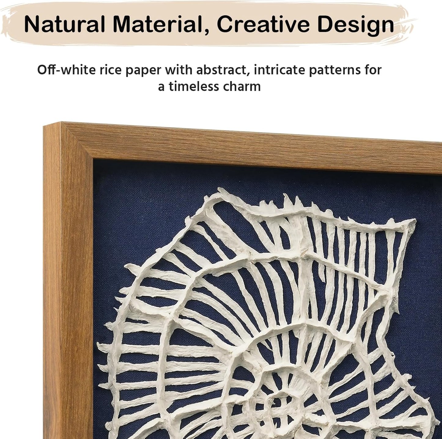 FOLKOR Beach Wall Art Decor for Living Room Bedroom Guest Room, 12" Framed Seashell Shadow Box Art with Blue Background, 3D Coastal Wall Hanging Accent for Entryway Staircase Exhibition Gallery Wall