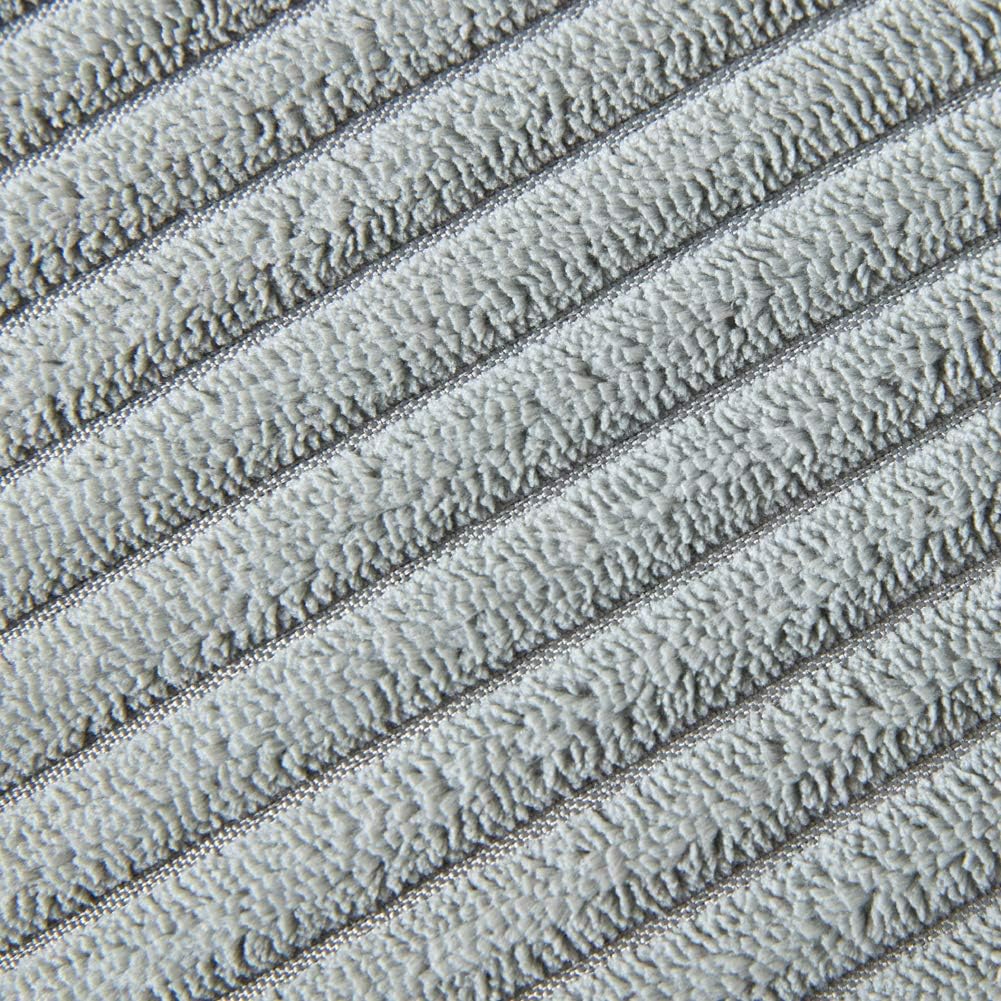 Fancy Homi Pack of 2 Farmhouse Decorative Throw Pillow Covers with Pom-poms, Soft Corduroy Accent Solid Square Cushion Case Set for Couch Sofa Bedroom Car Living Room (18x18 Inch/45x45 cm, Grey)