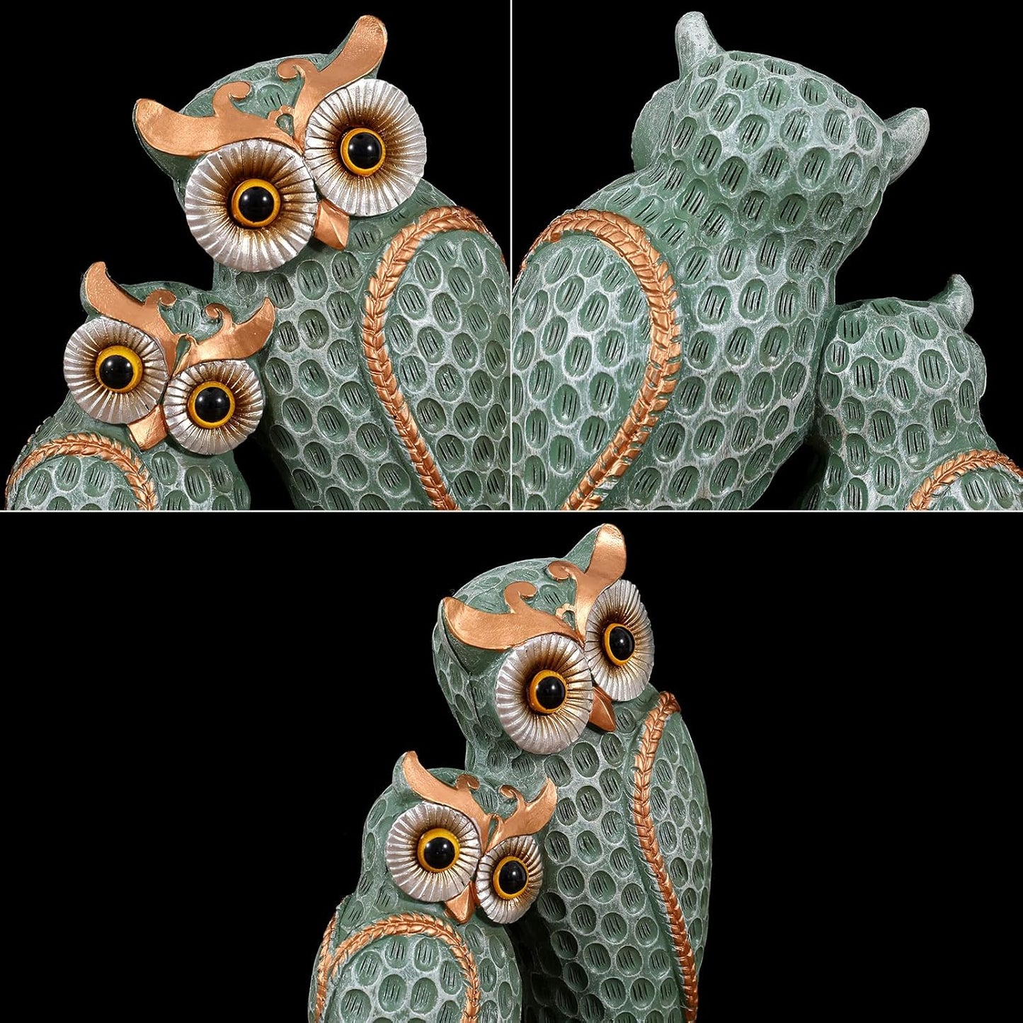 Cute Family of Three owl Figurines Owl Statues Home Décor for Shelf Gifts Decoration for Birds Lovers Home,Office, Bookself
