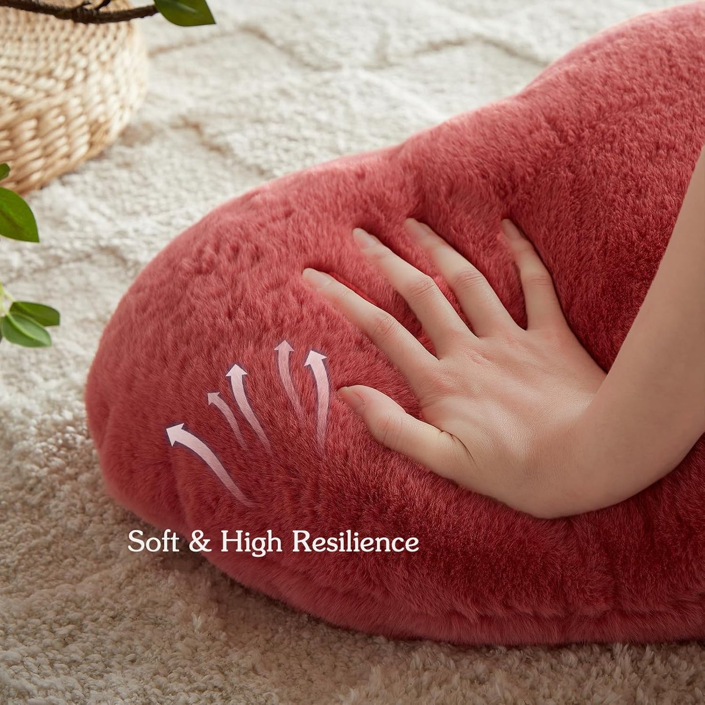 EastTree Heart Pillows, Peach Pink Heart Shaped Pillows, Love Throw Pillows Gifts, Ultra Soft Faux Rabbit Fur Small Cute Pillows, Women Girls Kid Room Decor 10x13 Inch