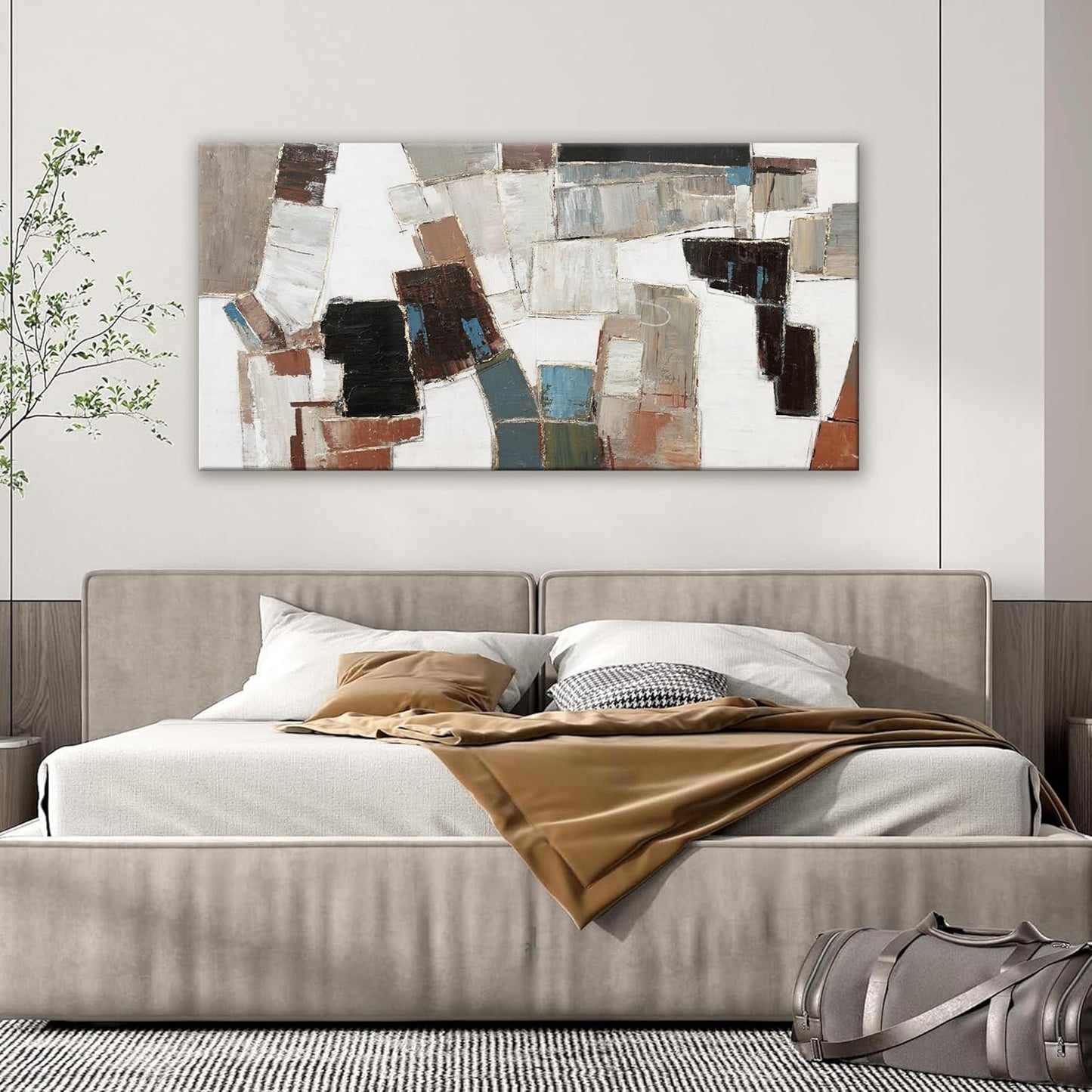 Dimpaga Abstract Canvas Wall Art Modern Wall Art Decor Pictures Wall Decor Minimalist Geometric Line Artwork for Walls Textured Wall Art Prints 20"X40" For Room Living Room Bedroom Office Decor