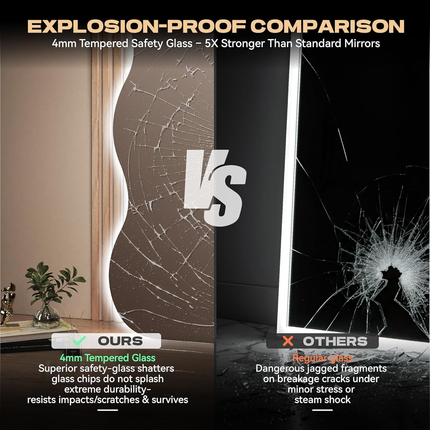 Hasipu Wavy Full Length Mirror with Lights - 94"×39" LED Wavy Floor Mirror, Frameless, Dimmable, Standing or Vertical/Horizontal Wall-Mounted Mirror for Bedroom, Living Room, Cloakroom