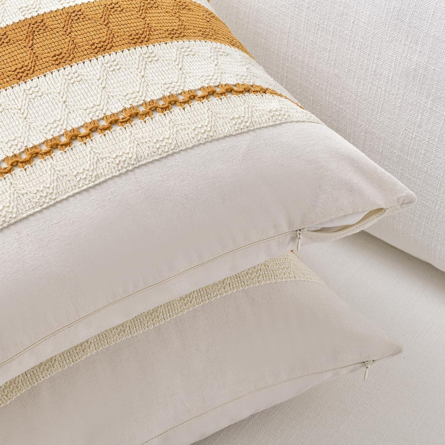 Fancy Homi Set of 1 Mustard Yellow Fall Decorative Throw Pillow Cover 18x18 Inch for Couch Bed Sofa, Autumn Halloween Thanksgiving Home Decor, Soft Cotton Aesthetic Cushion Case