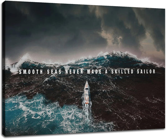 GoForArt Inspirational Canvas Wall Art, Famous Quote Prints Motivational Wall Decor, Boat Sea Poster for Office Living Room, Ocean Bedroom Dining Room Artwork Home Decoration 18x24in