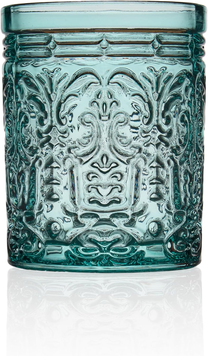 Godinger Old Fashioned Whiskey Glasses, Drinking Glasses, Vintage Decor, Glass Cups, Water Glasses, Cocktail Glasses - Jax Collection, 12oz, Seafoam, Set of 4