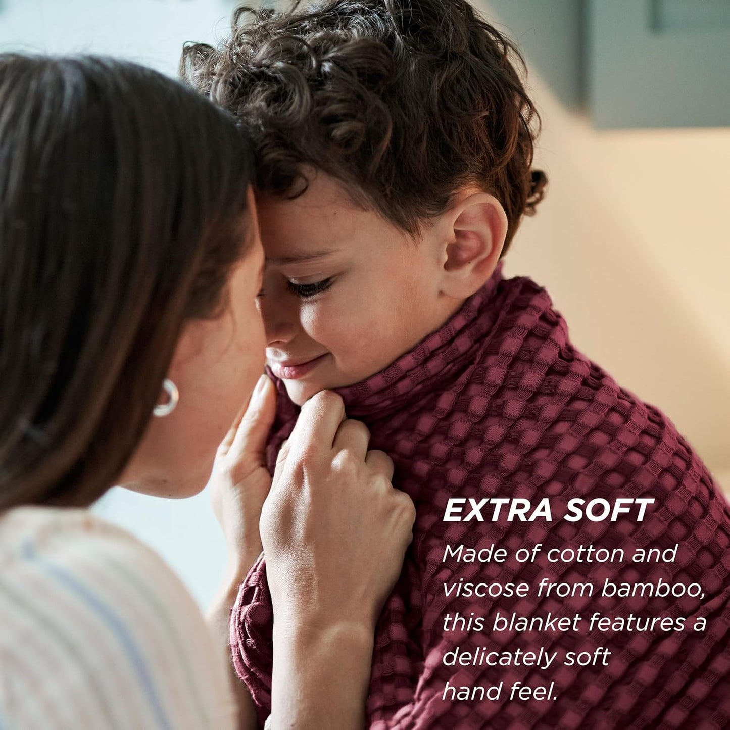 Bedsure Cooling Cotton Waffle King Size Blanket - Lightweight Breathable Blanket of Rayon Derived from Bamboo for Hot Sleepers, Luxury Throws for Bed, Couch and Sofa, Burgundy, 104x90 Inches