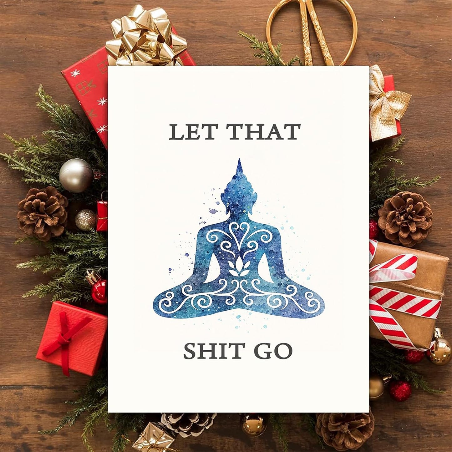 Let That Shit Go Bathroom Quote Canvas Wall Art Modern Art Print Funny Canvas Print and Poster Home Living Office Decor Yoga Room Ready to Hang Framed 12 * 18 Inch