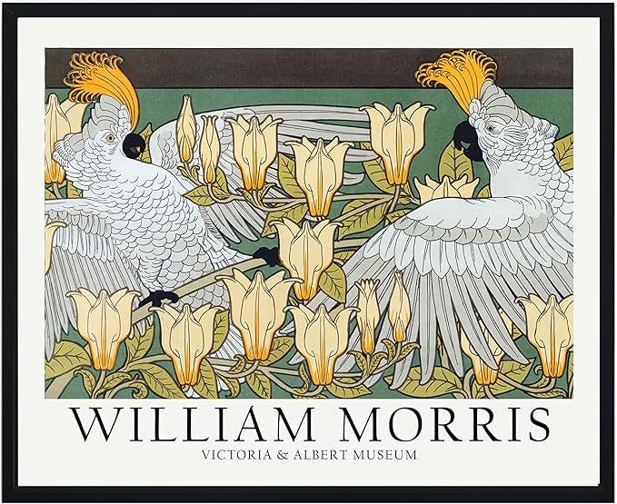 William Morris Birds Wall Art Poster Prints, Famous Artist Patterns, Vintage Flowers Decor Artwork, Tapestry Historic Cultural Illustrations Fine Art, Colorful for Living Room, Bedroom, Office,
