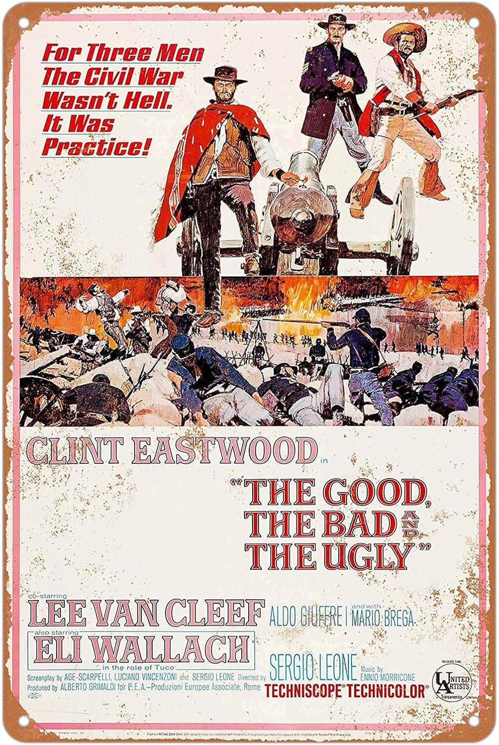 KENSILO Metal Sign Vintage 1966 The Good, The Bad and The Ugly Movie Poster Tin Signs Bar Club Man Cave Wall Decor 8 x 12 inches