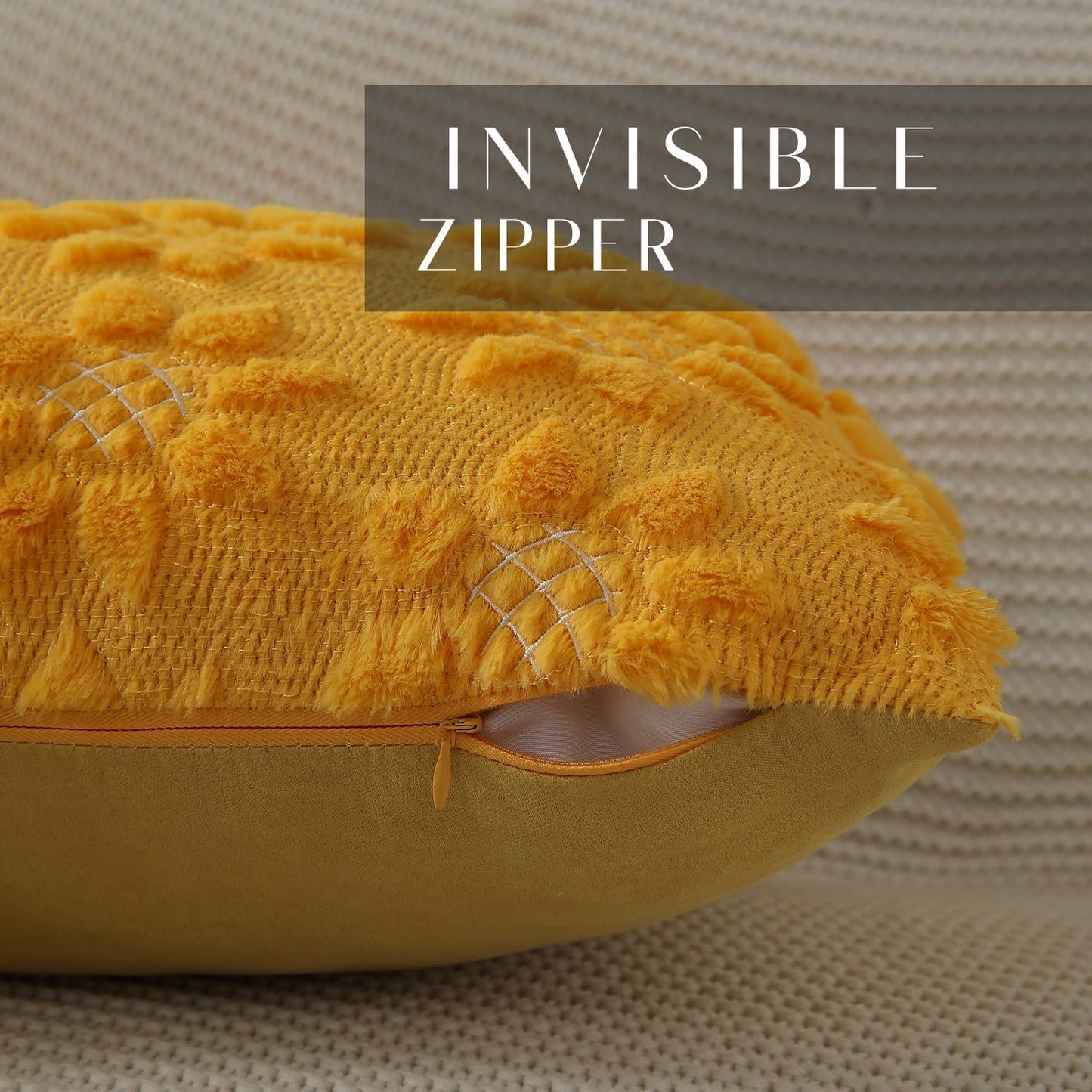 DFXSZ Spring Summer Pillow Covers 18x18 inch Set of 2 Farmhouse Decor White Flower Heart Sunflower Yellow Soft Plush Faux Fur Jacquard Throw Pillows for Sofa Holiday Spring Home Decor PTK024D18