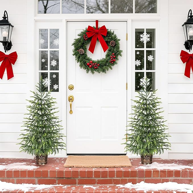 2Pcs 3FT Norfolk Pine Tree with Pot - Christmas Tree with Real Touch PE Branch Tips for Front Porch, Kitchens, Home Indoor Outdoor Xmas‌ Decor